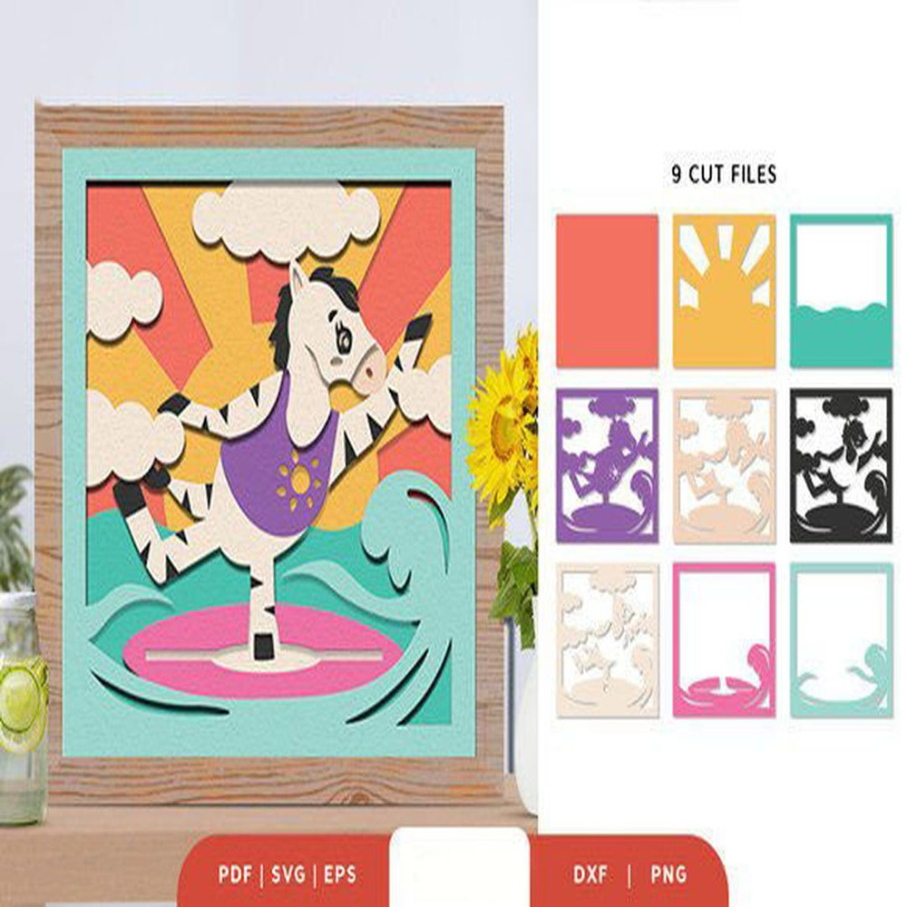 1080x1080 size Surfer-Zebra-in-The-Beach-3D-Papercut-3D-SVG-67768789-2-580x386.jpg