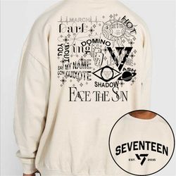seventeen track list album 2022 sweatshirt, face the sun track list shirt, seventeen world tour 2022 be the sun shirt, s