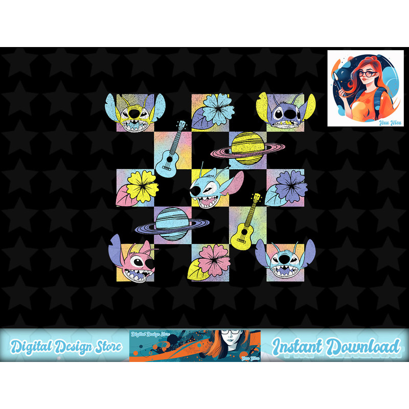 Disney Lilo & Stitch Colorful Checkered Stich Grid T-Shirt copy.jpg