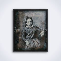 Strange ghostly girl vintage gothic daguerreotype photo printable art print poster Digital Download