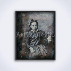 strange ghostly girl vintage gothic daguerreotype photo printable art print poster digital download