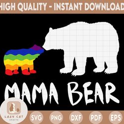 Mama Bear & Baby Bear Svg, Bear Family Svg, Gay Pride Svg, Lgbt Svg, Lgbt Flag Svg, Lgbt Pride Svg, Lgbtq Svg, Rainbow S