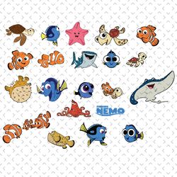 finding nemo svg bundle, trending svg, nemo svg, finding nemo svg, fish svg, marlin svg, nemo characters svg, pixar svg,