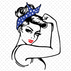 strong girl with polka dot bow svg, trending svg, strong girl svg, girl power svg, strong woman svg, girl svg, woman wit