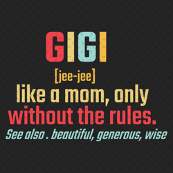 gigi like a mom only without the rules svg, mothers day svg, gigi svg, gigi definition, mom svg, grandma svg, grandma ni