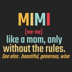 mimi like a mom only without the rules svg, mothers day svg, mimi svg, mimi definition, mom svg, grandma svg, grandma ni