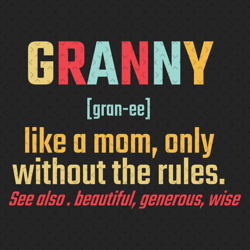 granny like a mom only without the rules svg, mothers day svg, granny svg, granny definition, mom svg, grandma svg, gran