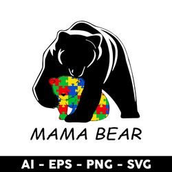 mama bear svg, mom bear svg, bear svg, mama svg, mother's day svg, png dxf eps digital file - digital file
