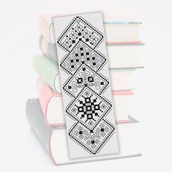 Bookmark embroidery pattern, Modern Blackwork cross stitch chart, Lace cross stitch, Mini sampler, One color