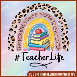 teacher love inspire svg, teacher life, teacher love inspire motivate lead encourage listen connect include, leopard