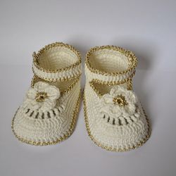 Baby booties crochet pattern for girl Mary jane booties 6 9 month