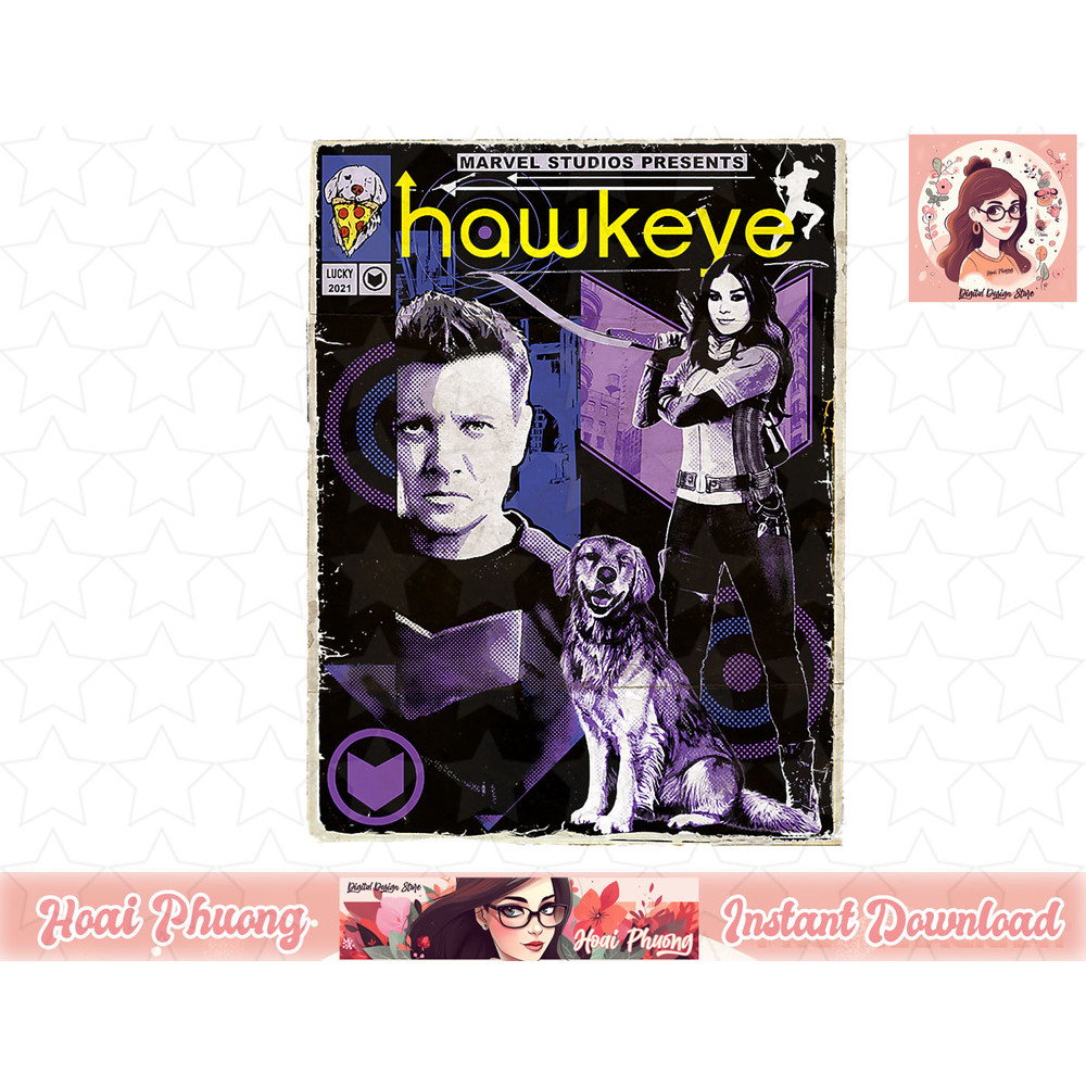 Marvel Hawkeye Group Shot Comic Cover Purple Tone T-Shirt copy.jpg