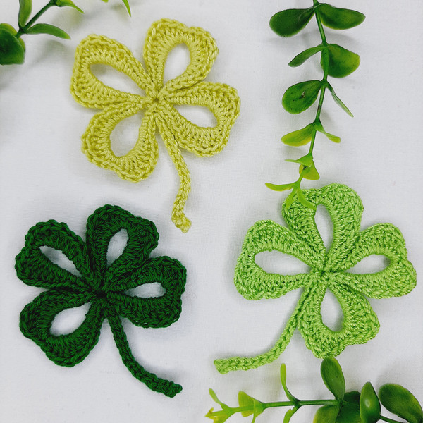 Shamrock crochet pattern, crochet leaf, clover crochet appli - Inspire  Uplift