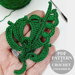 Pattern crochet leaf, crochet leaves applique, crochet pattern, crochet leaf applique, crochet motif, Irish Lace crochet