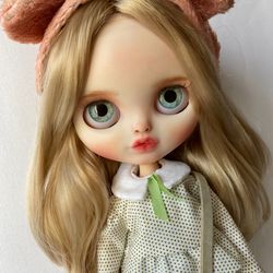 Blythe custom doll, ooak Blythe doll, Blythe doll, doll with blonde hair