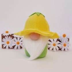 Small Gnome Tiered Tray Decor, Spring Gnome Flower, Summer Gnome, Plush Gnome Lover, Yellow Gnome, Mini Gnome Gift