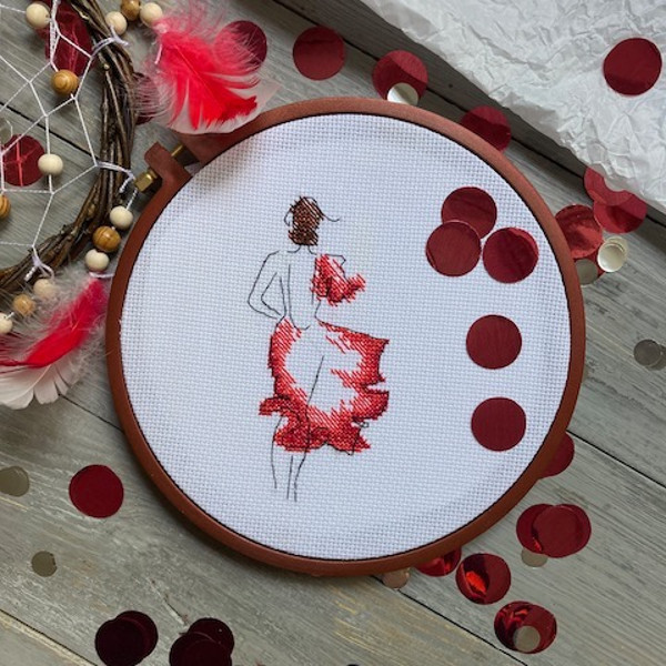 Lady in Red Cross stitch pattern-2
