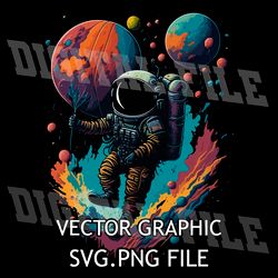 astronaut with balloons in space svg png download digital sublimation files