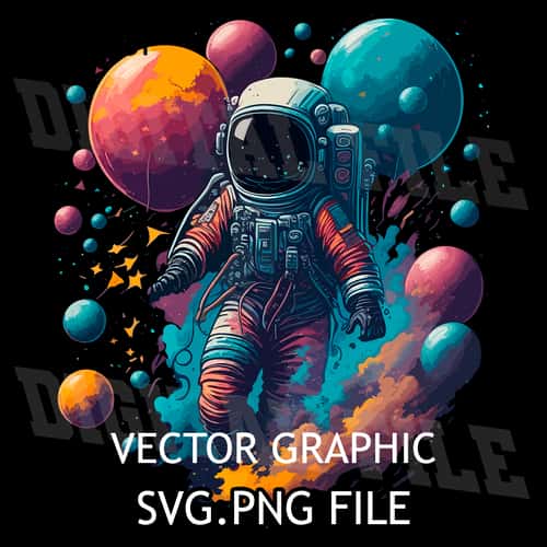Astronaut With Balloons in Space SVG PNG DOWNLOAD DIGITAL SUBLIMATION FILES