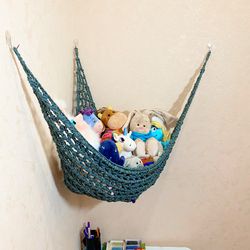 Toy hammock, Handmade corner hammock, Soft toy storage, Nursery storage, Corner hammock, Nursery decor, Teddy storage,Mo