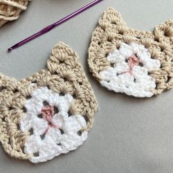 Knitted Cat. Granny Square. Crochet video PATTERN (English)