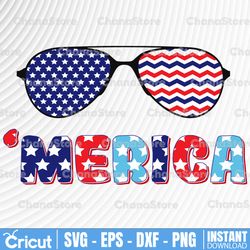 4th of july sunglasses, 'merica, america, red white & blue, usa - instant digital download - svg, png, dxf, and eps