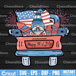happy 4th of july, patriotic truck gnome 4th of july, gnome american flag, gnome lover, happy 4th of july gift digital