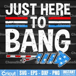just here to bang fireworks funny patriotic 4th of july png instant download print and cut file silhouette cricut