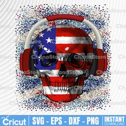 skull headphone usa flag 4th of july png | skull png files | usa flag png files | patriotic png| patriotic