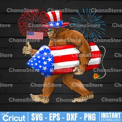 bigfoot fireworks png, camper independence day, 4th of july png, independence day, patriotic png, fireworks png