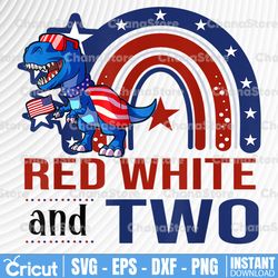 red white and two png, rainbow 4th of july - american flag, dinosaur t rex- sublimation design download -patriotic,