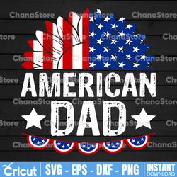 American Dad Sunflower PNG, Daddy 4th of July, Patriotic, Sublimation Design Downloads