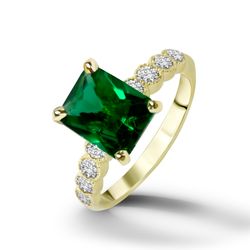 Emerald Ring - May Birthstone - Statement Ring - Gold Ring - Engagement Ring - Rectangle Ring - Cocktail Ring