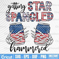 getting star spangled hammered beer png print file for sublimation or print, skeleton hand, 4th of july, patriotic