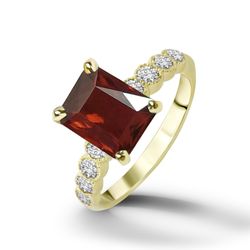 Red Garnet Ring - January Birthstone - Statement Ring - Gold Ring - Engagement Ring - Rectangle Ring - Cocktail Ring