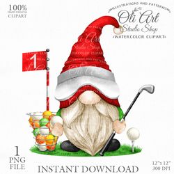 Golf Gnome Png Clipart. Hand Drawn Graphics, Instant Download. Digital Download. OliArtStudioShop