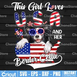 this girl loves usa and her dog 4th of july border collie png file subliamtion