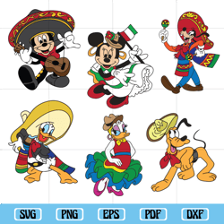 cinco de mayo mickey and friends bundle cutting file printable, cinco de mayo svg