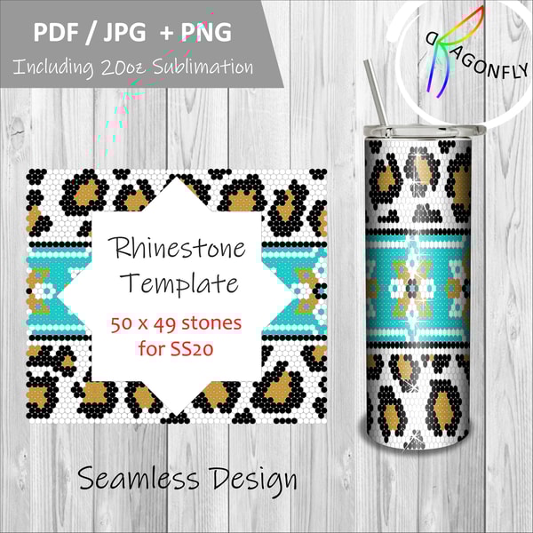 RHINESTONE TUMBLER Template SS20-5mm 50X49stones - 111 | Inspire Uplift