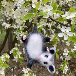 Opossum figurine Needle felted realistic possum Handmade wool miniature animal Cute opossum sculpture