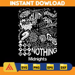midnights 5 bundle tracklist, taylor album 2022 swifties, ts eras tour png, karma, midnights, mastermind, anti-hero svg