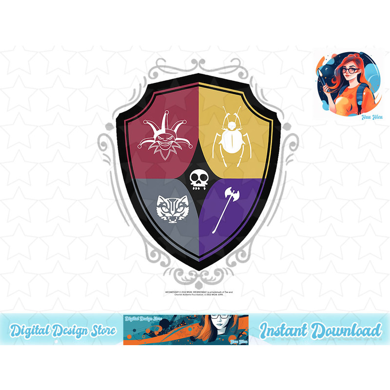 Wednesday Quad Crest Shield T-Shirt.pngWednesday Quad Crest Shield T-Shirt copy.jpg