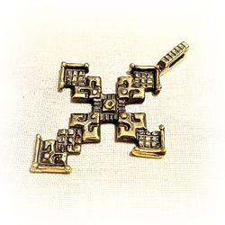 brass cross necklace pendant,vintage brass cross,mediewal brass cross pendant,ukraine rustic brass cross charm,gothic