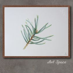 original watercolor painting "blue spruce" kitchen decoration, botany, illustration, playroom, decoration for office