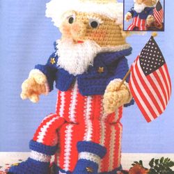 Uncle Sam Crochet pattern - Crohet Uncle Sam Hat - Stuffed Toy Vintage patterns PDF Instant download