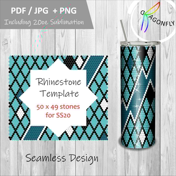 RHINESTONE TUMBLER Template SS20-5mm 50X49stones - 113 - Inspire Uplift