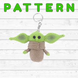 Crochet pattern keychain baby alien, amigurumi toy easy crochet pattern, goblin plush, original keychain