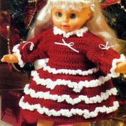 Crochet Doll Holiday Dress pattern for 18-inch doll - Crochet Doll clothes - Vintage patterns PDF Instant download
