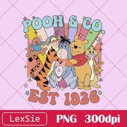 retro bear pooh & co est 1926 png, winnie the pooh and friends png, family trip png, family vacation 2023 png, disneypng
