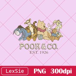 cute pooh & co est 1926 png, winnie the pooh png, pooh floral png, pooh and friends png, pooh honey png, pooh and piglet